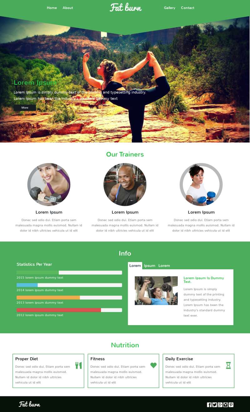 绿色html5锻炼健身网站模板，健身房模板
