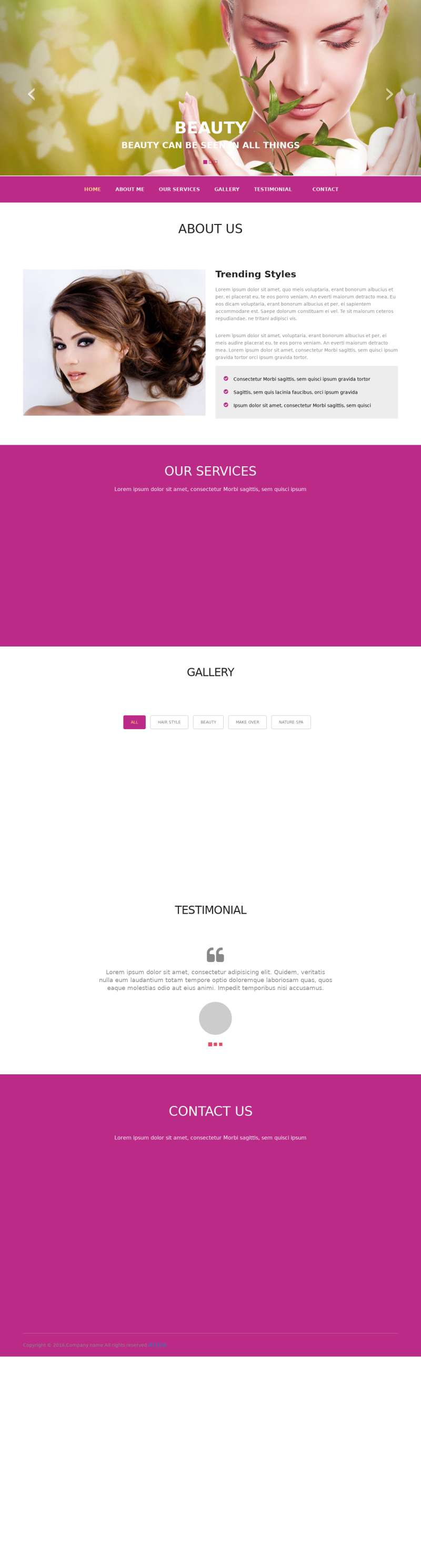 漂亮的美容美发行业网站模板，html模板下载