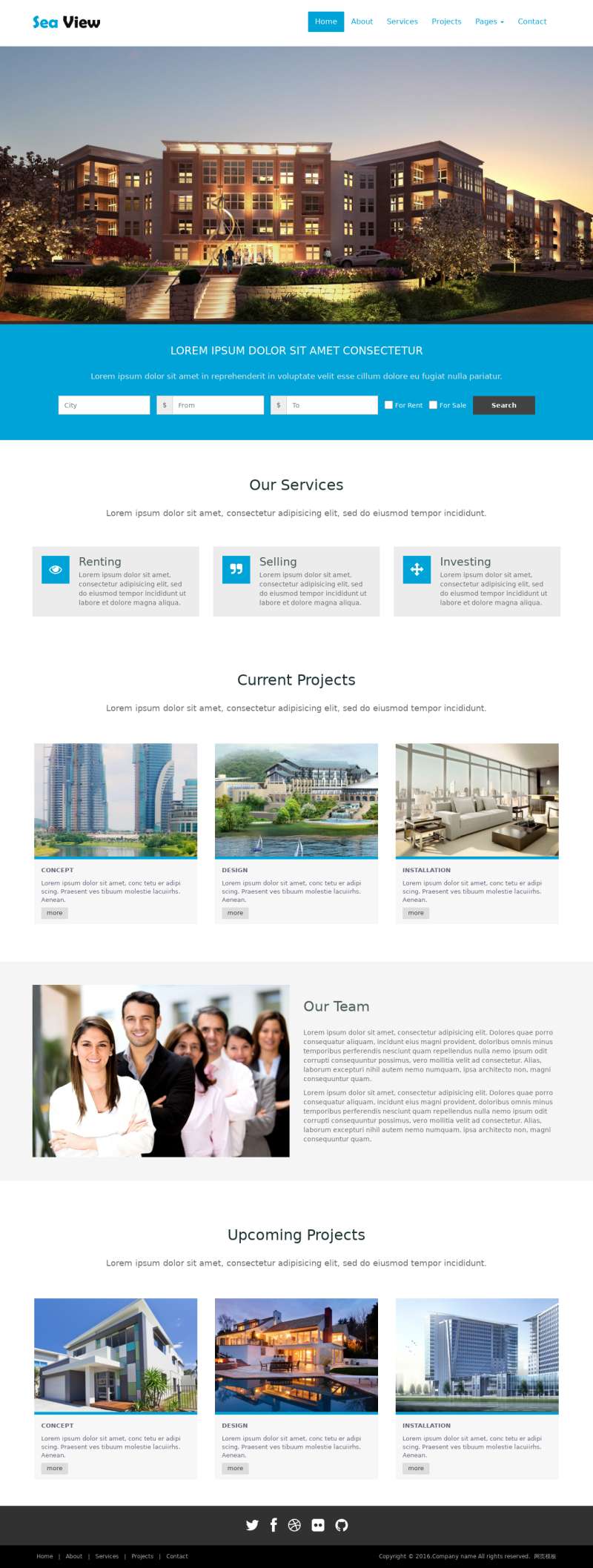 大气简洁的房产置业公司html5网站模板