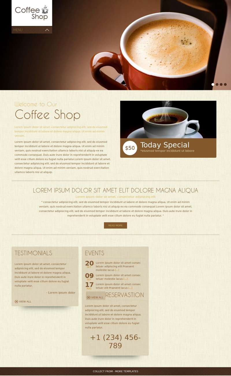 宽屏大气咖啡店主题响应式网站模板