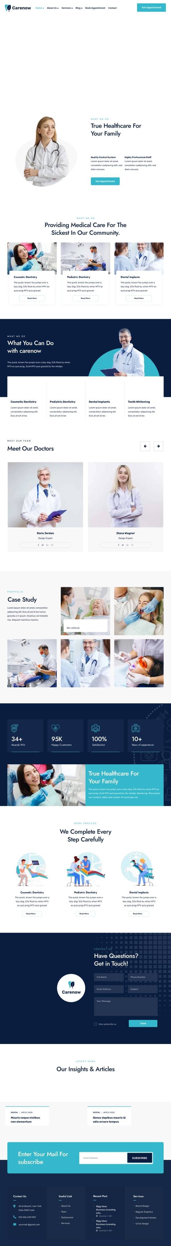牙科医院网站源码，蓝绿色牙科网站模板