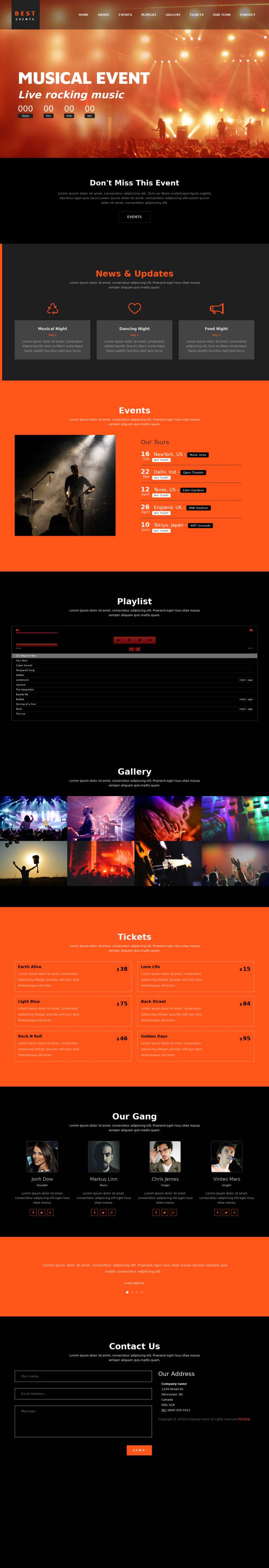 音樂網站設計模板代碼html，炫酷的音樂類網站模板