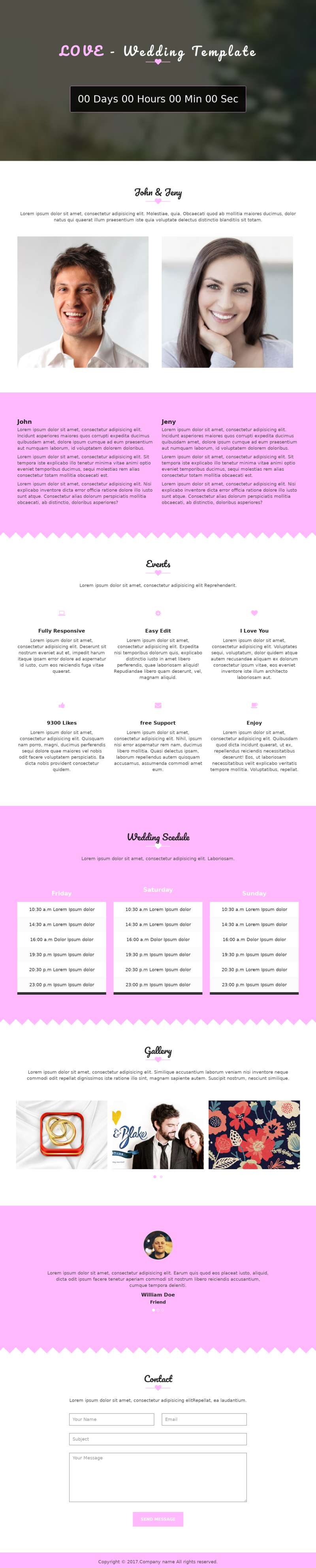 婚庆公司网站代码，粉色婚礼策划网站模板