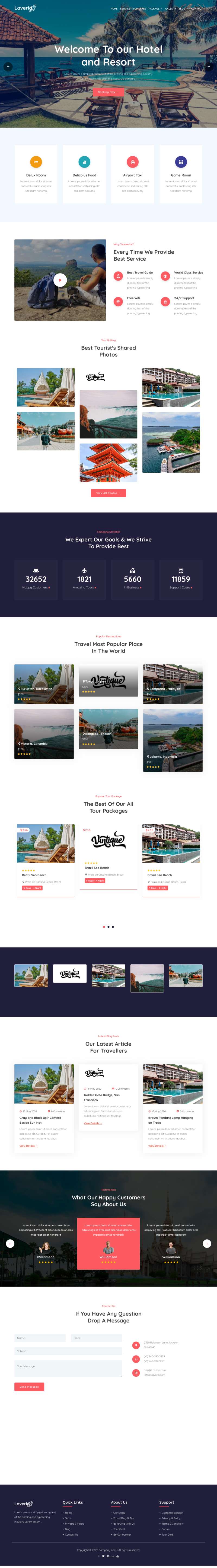 度假酒店网站设计，度假村网站html模板