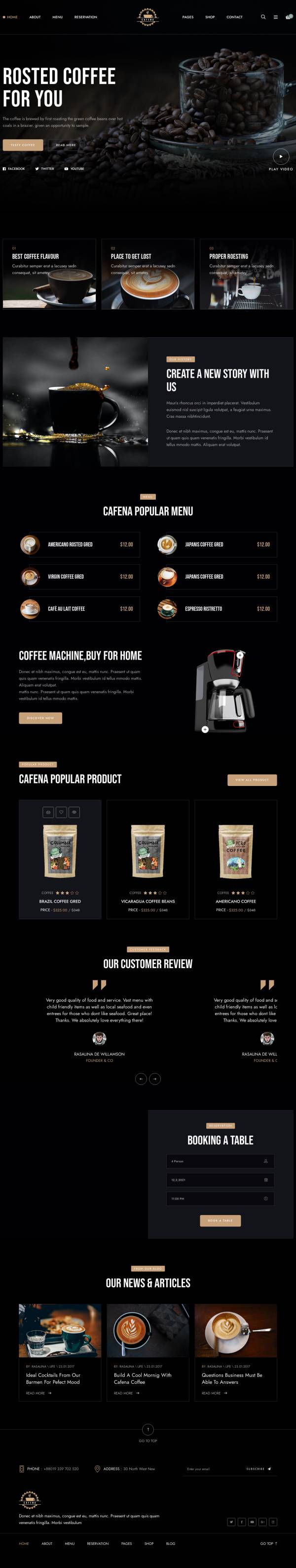 咖啡网站设计代码，精美的咖啡店网页模板