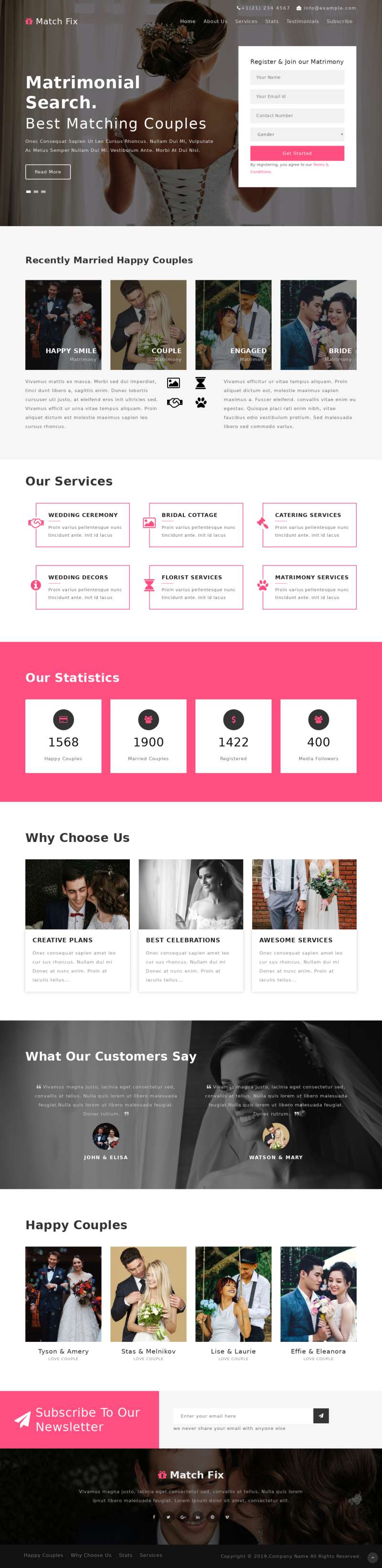 婚礼策划网站模板，响应式HTML模板