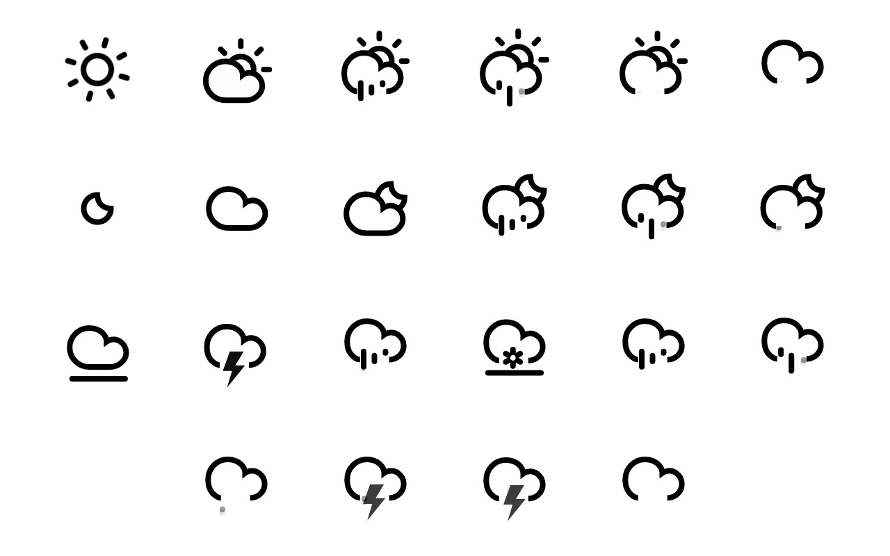 動態(tài)天氣圖標，天氣預報圖標大全
