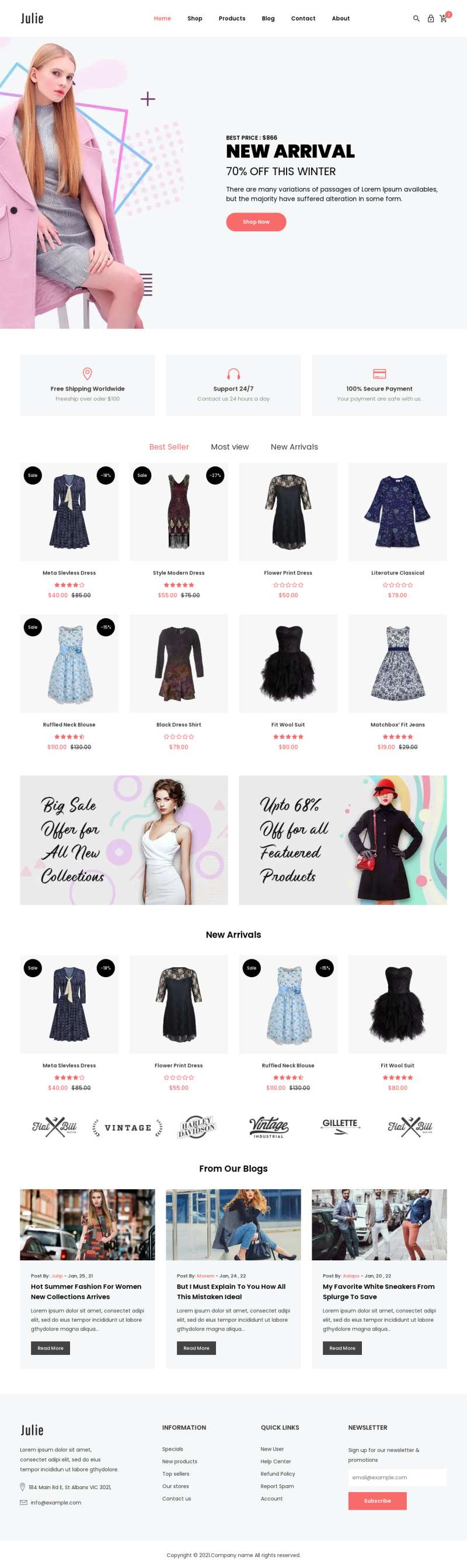 电商网站模板下载，女装服饰网上商城模板