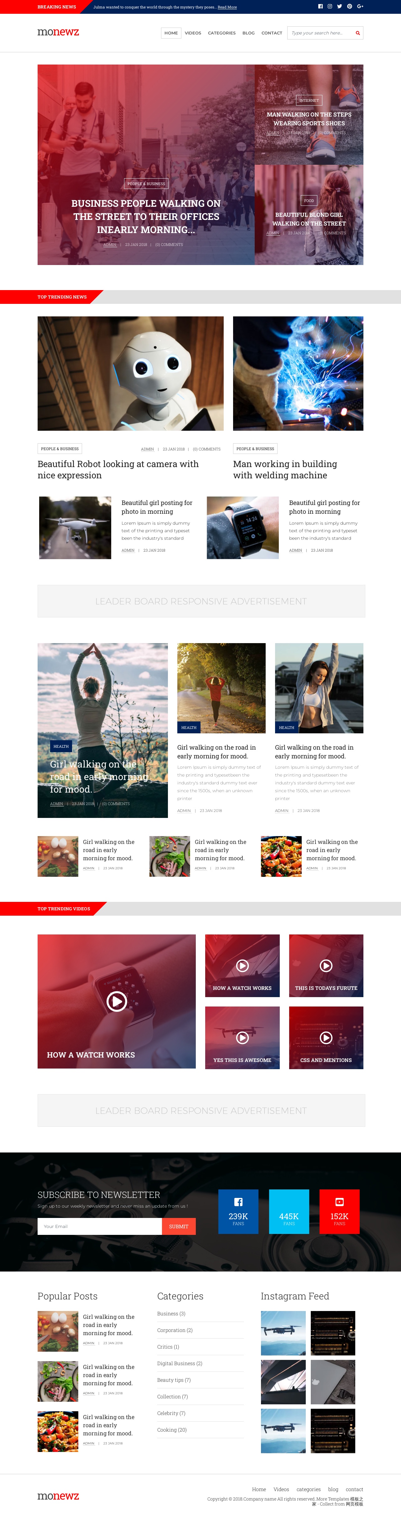 新聞網(wǎng)站模板html，簡約高級的新聞資訊網(wǎng)站模板