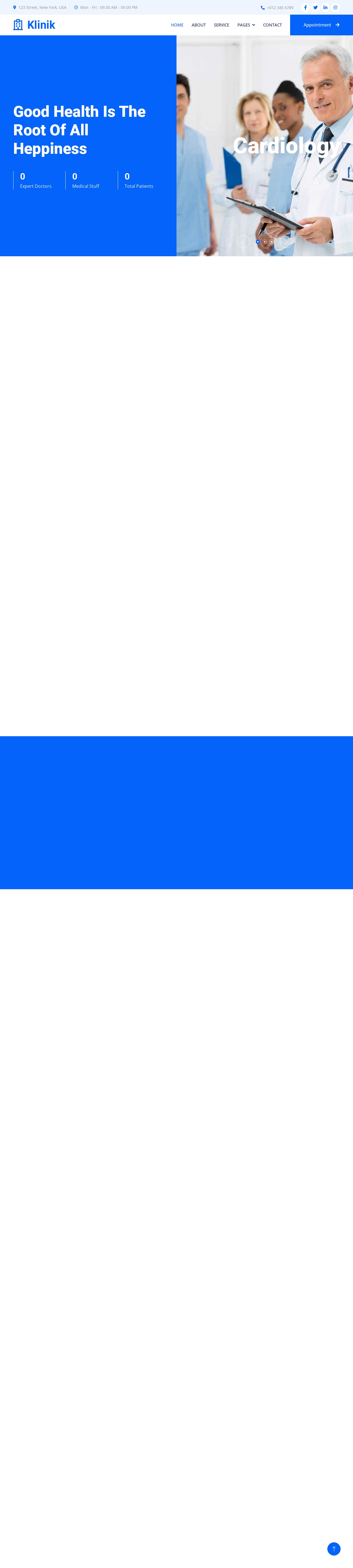 醫(yī)院網(wǎng)站模板，藍(lán)色醫(yī)療行業(yè)網(wǎng)站模板