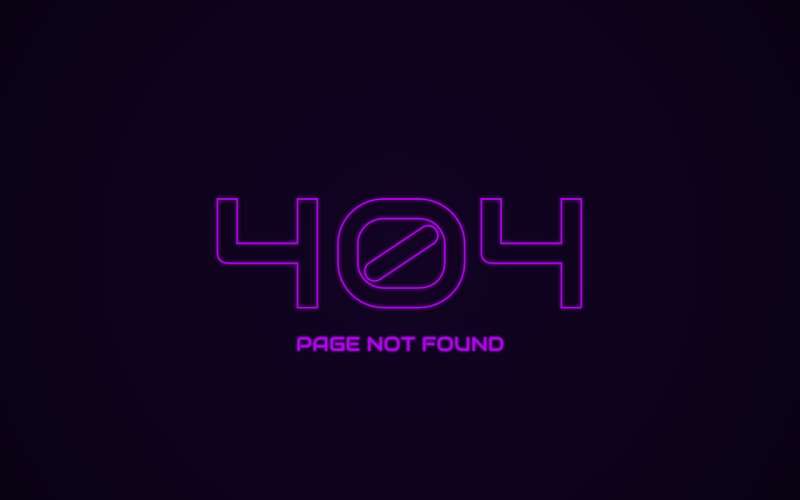 404错误页面模板，渐变霓虹灯404页面