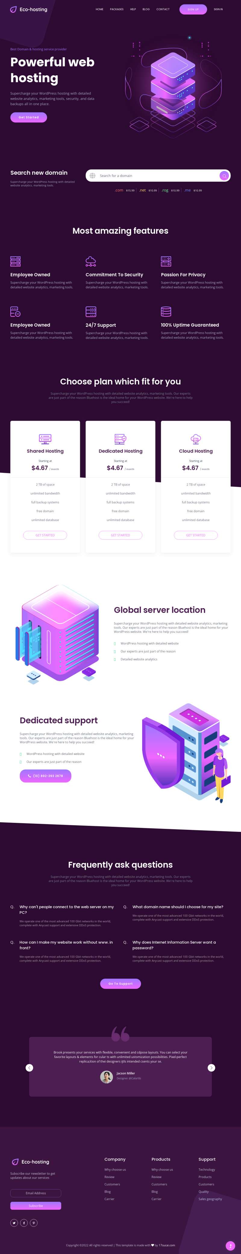 服务器网站模板，紫色大气互联网网站源码