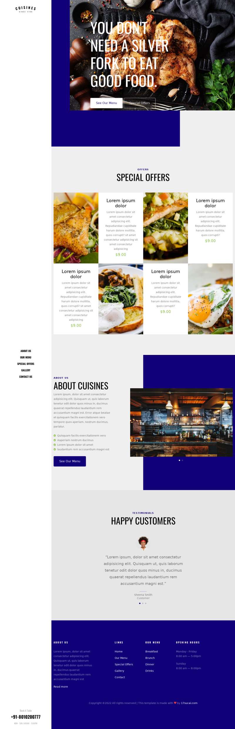 餐厅网站页面设计，精美的餐饮网站模板