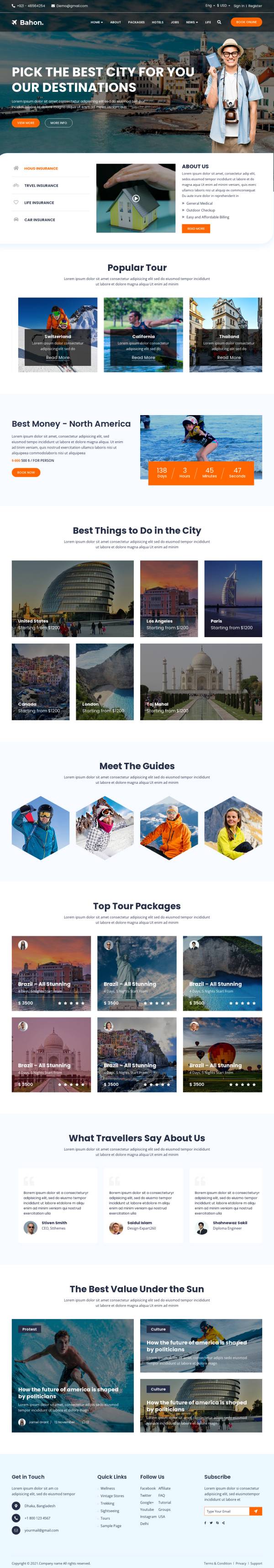 基于html的旅游网站设计模板，旅游公司网站模板