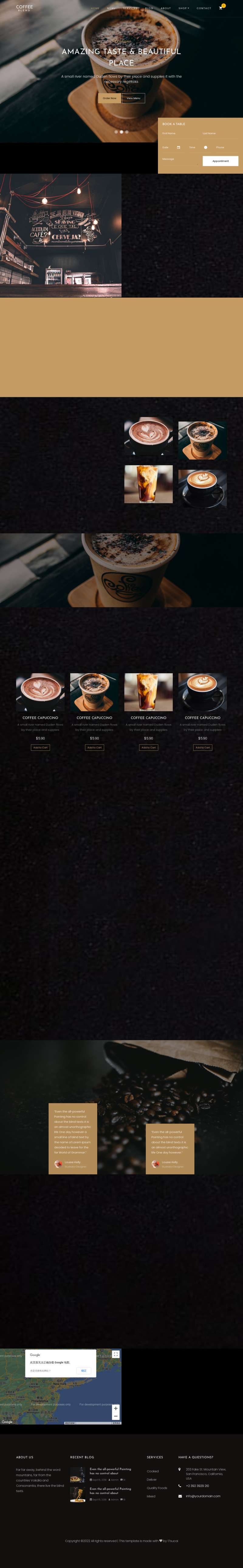 咖啡店网站模板，西餐厅网页设计模板