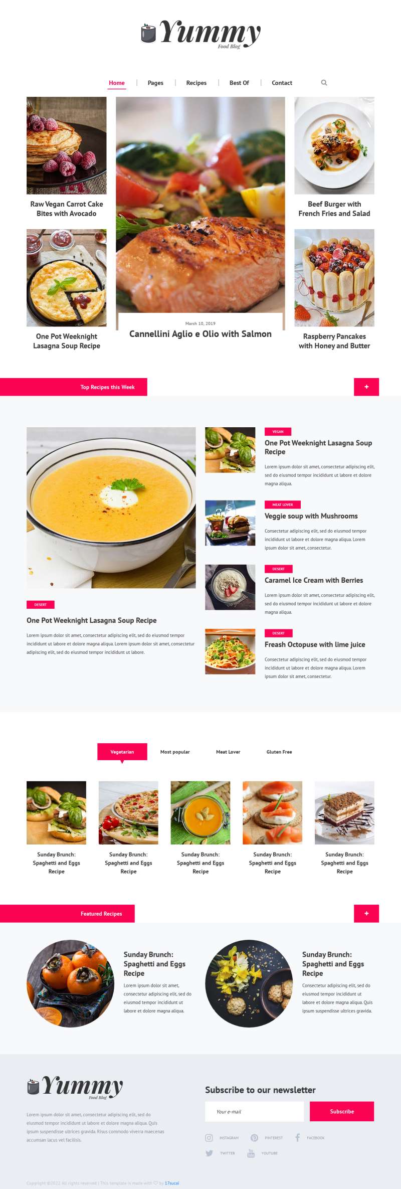 美食博客网页设计，美食分享网站源码模板