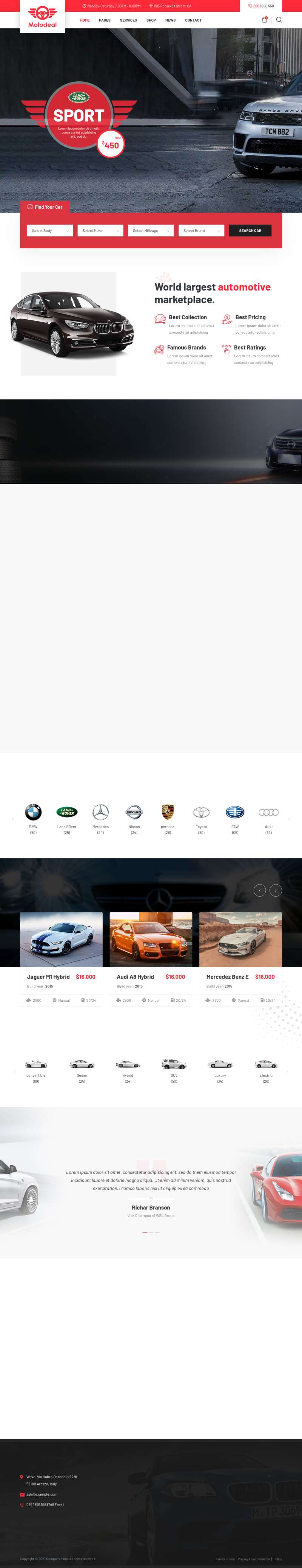 汽车网站设计模板，精美html5汽车服务网站源码