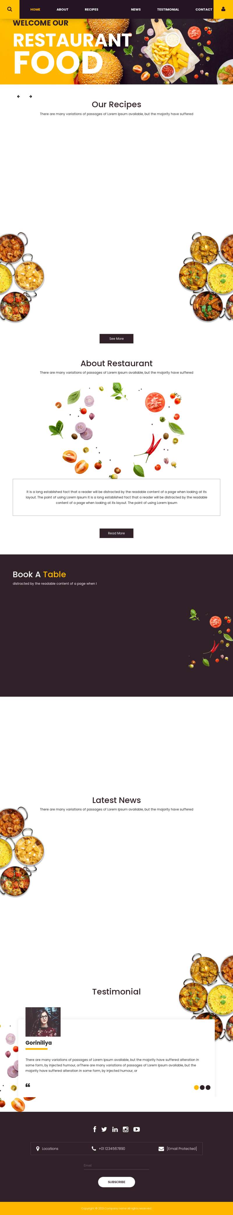 披萨网站设计，西餐厅网页设计模板