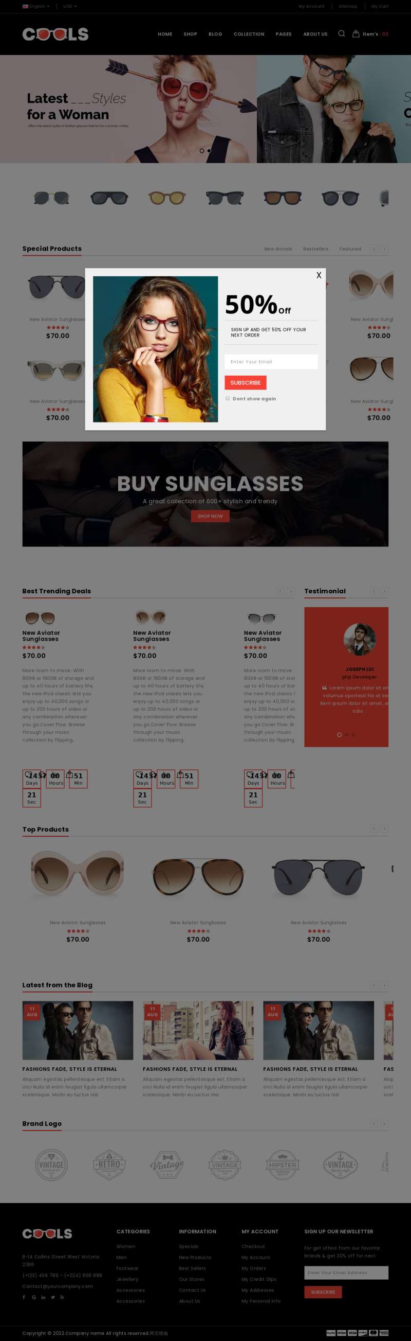 眼镜网站源码，精美的眼镜店网页设计