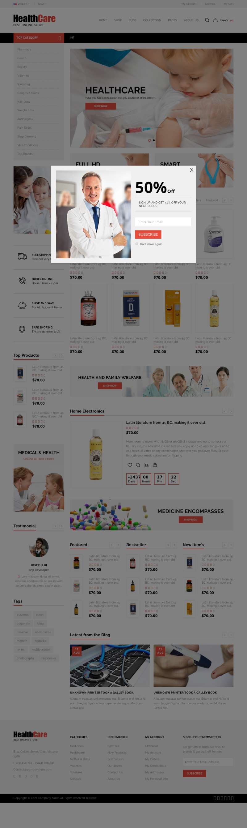 医药商品的网页设计，医疗器械网站模板