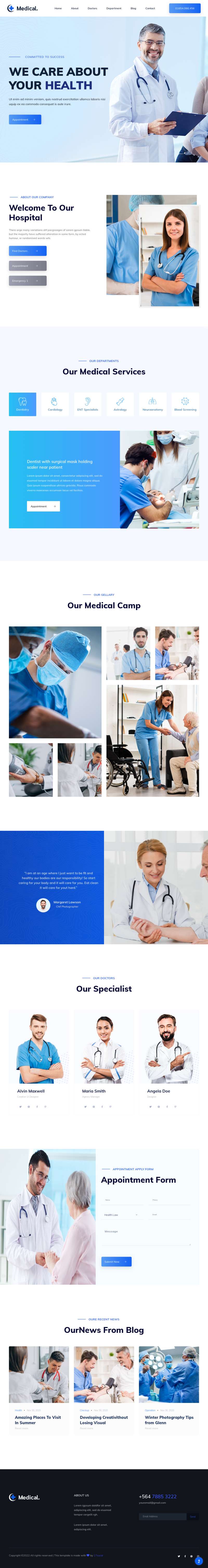 医疗网站源码，蓝色简约医疗网页设计代码