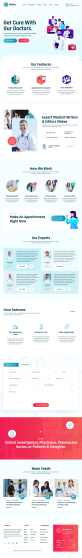 牙科医院网站设计，蓝色医疗机构网页设计