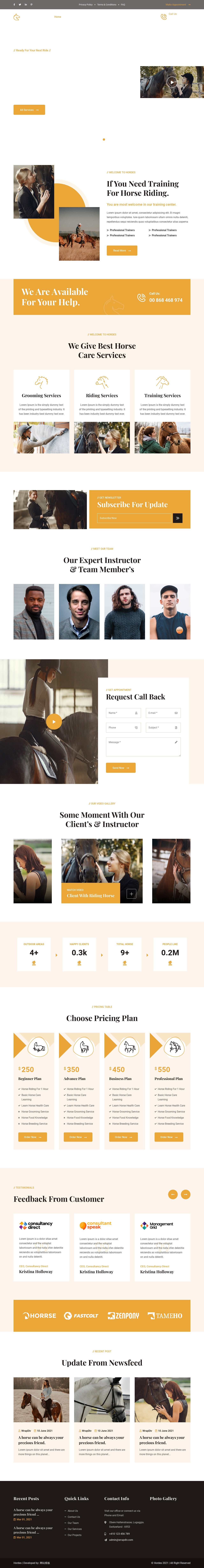 馬術培訓網站模板，騎馬俱樂部html代碼