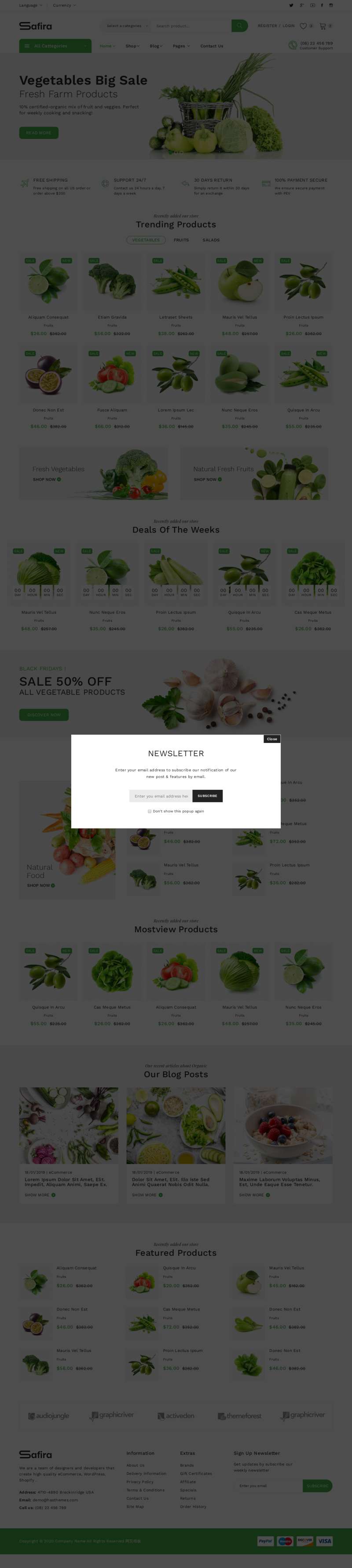 绿色食品网站模板，蔬菜商城网页设计模板