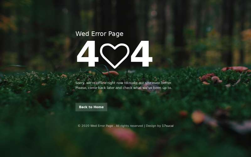 404错误页面设计，精美的html报错提示页面模板