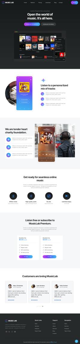 音乐网站html模板，优质的音乐app推广网站源码
