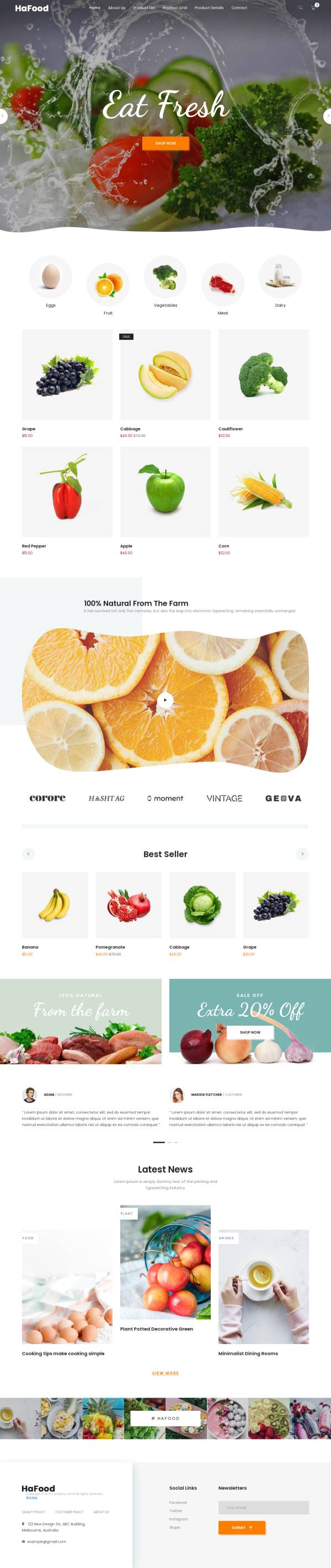 水果商城网站模板，精美的果蔬网页设计