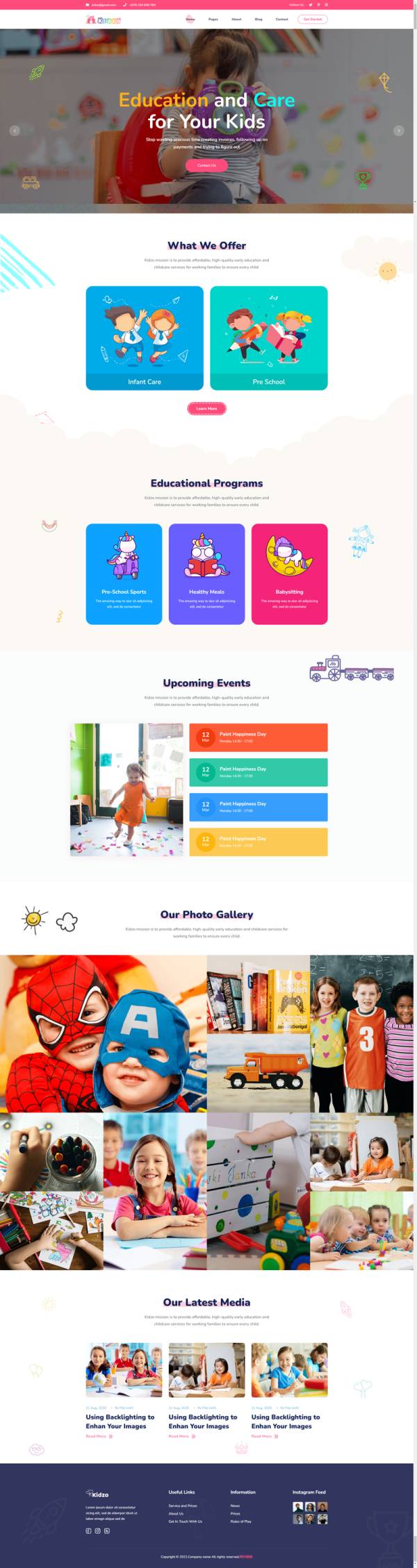 儿童教育机构网页设计，高质量的培训机构网站模板