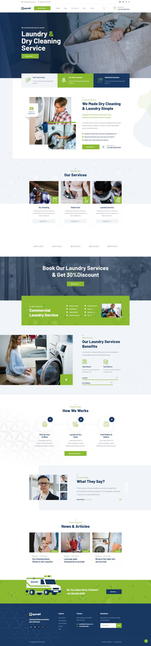 洗衣店网页设计模板，简约的干洗店行业网站设计