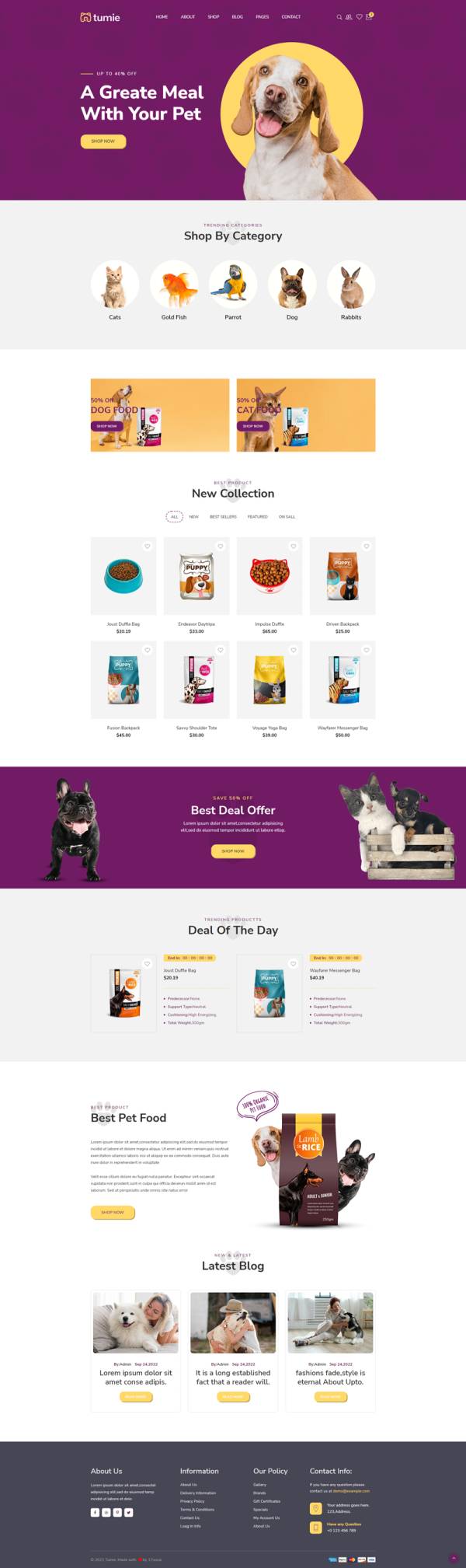 宠物食品商城网页设计，简约的宠物食品商城html