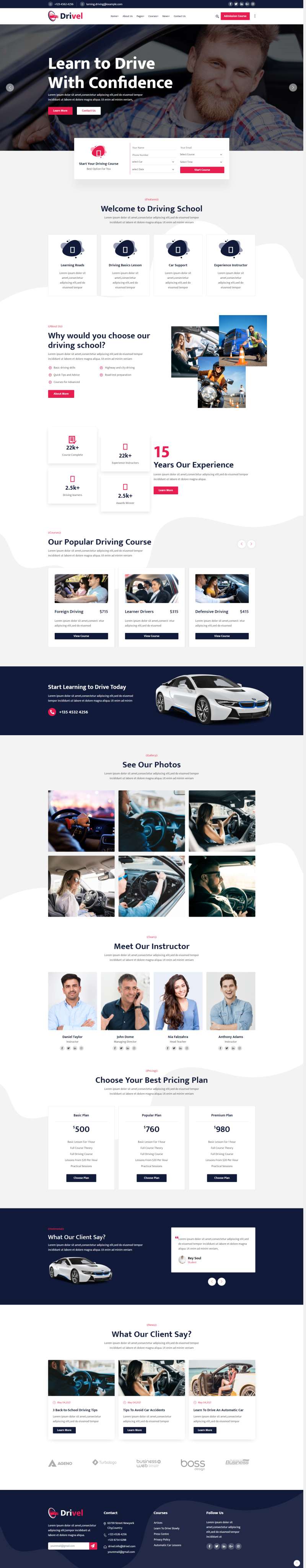 驾校网站模板下载，精美的驾校中心网页设计