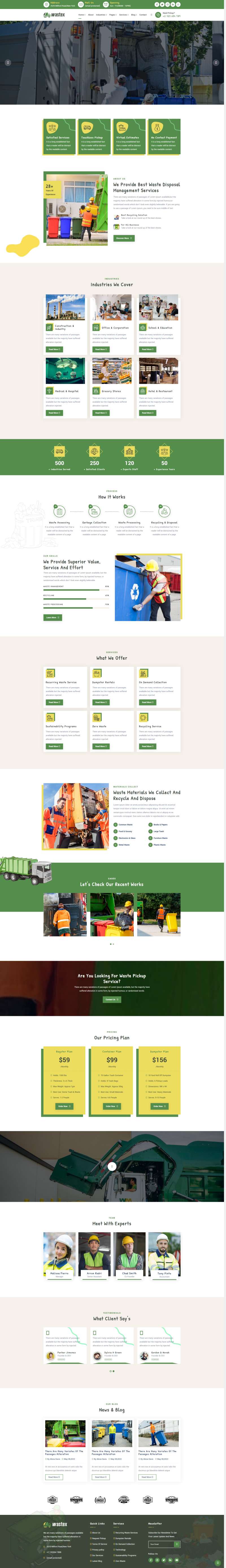废品回收网站源码，绿色的回收废物服务网站模板设计