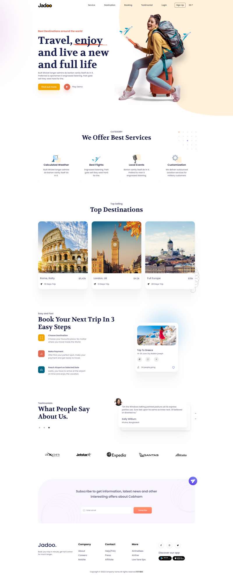 旅行机构网站模板设计，高质量的旅行俱乐部网站设计