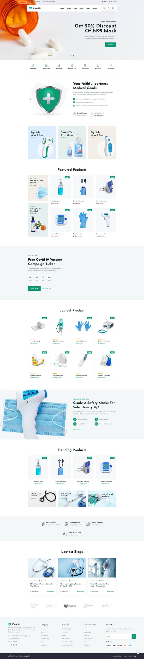 医药商品的网页设计，大气的医疗用品电商网站模板设计