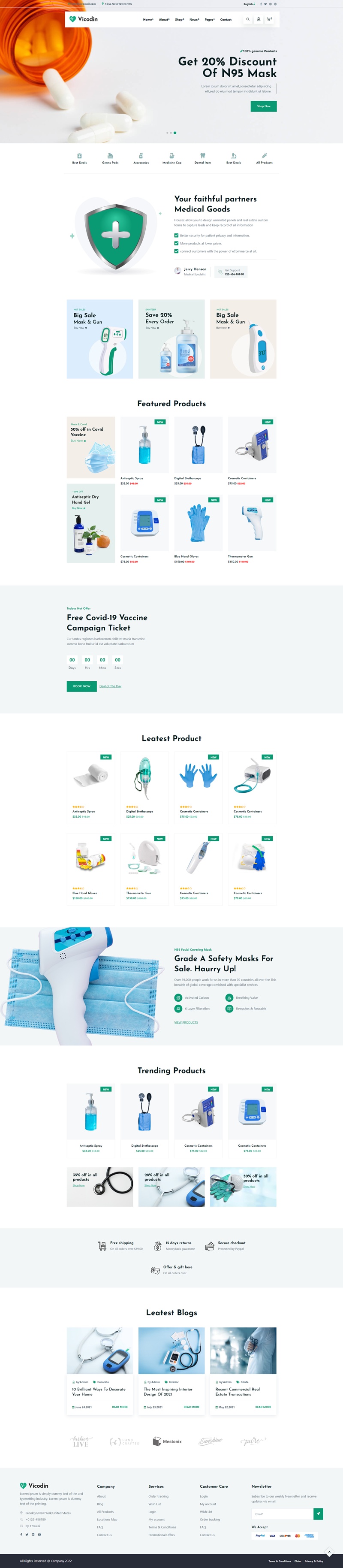 醫藥商品的網頁設計，大氣的醫療用品電商網站模板設計