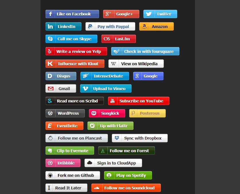 社交按鈕圖標(biāo)素材下載，精美的css社交圖標(biāo)按鈕