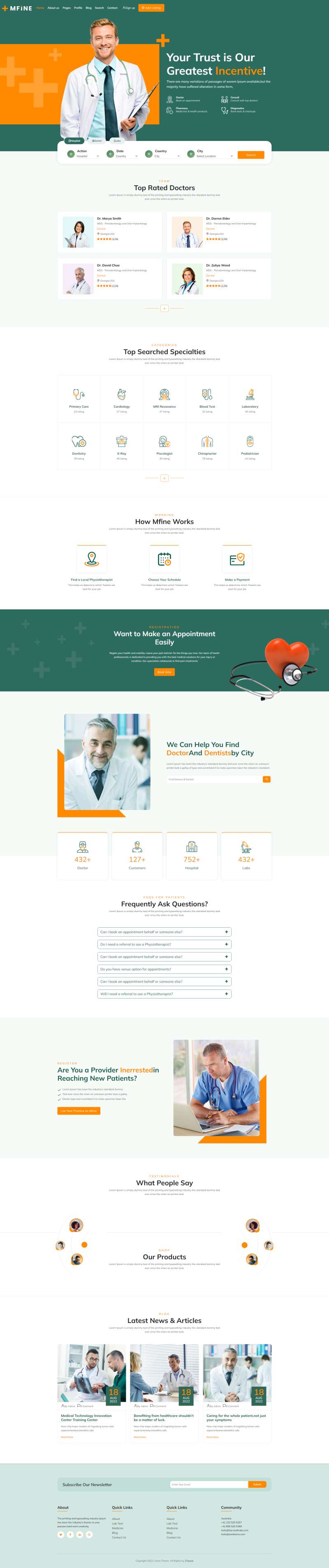 医疗健康网站模板，医疗行业网站设计必备模板