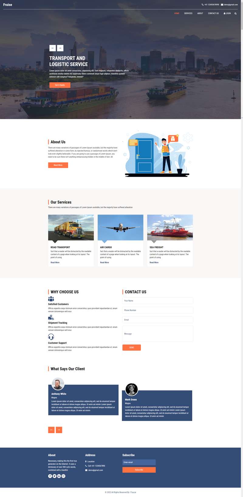 物流公司网站模板，运输业务网页模板