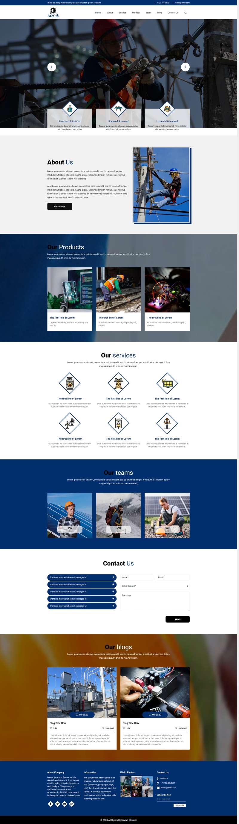 电力公司网站模板，大气的电力工程网页设计