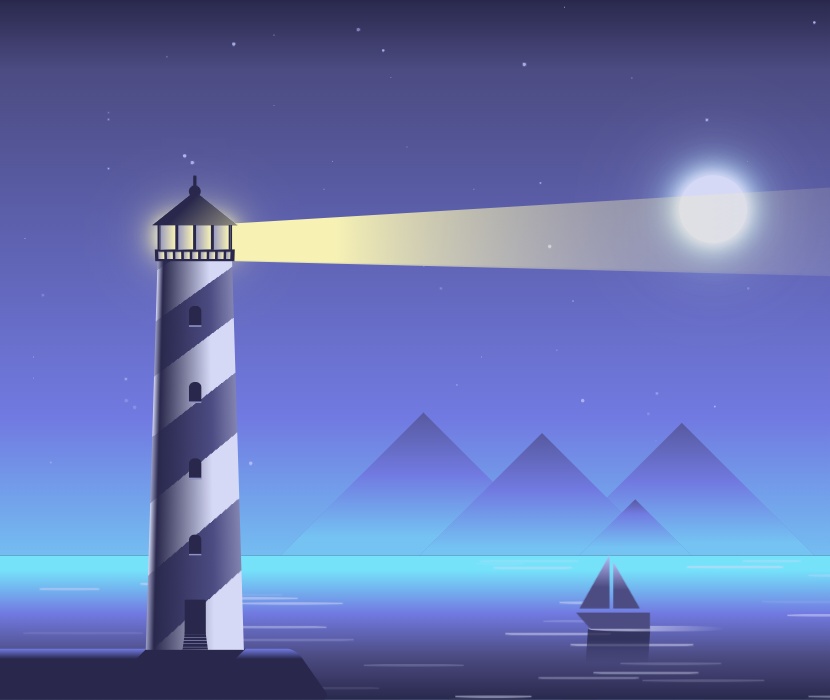 css動畫場景，燈塔動畫特效素材