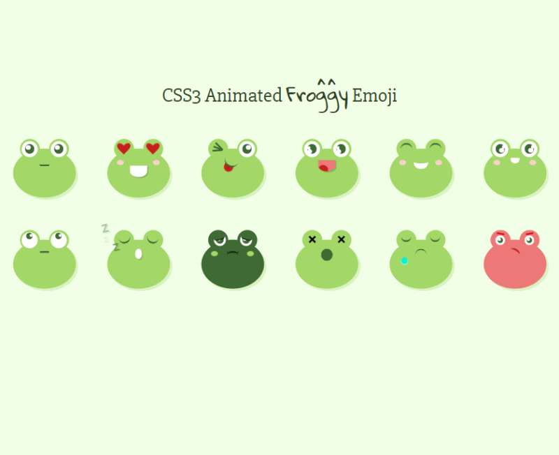 css3动画效果，青蛙动画表情图标