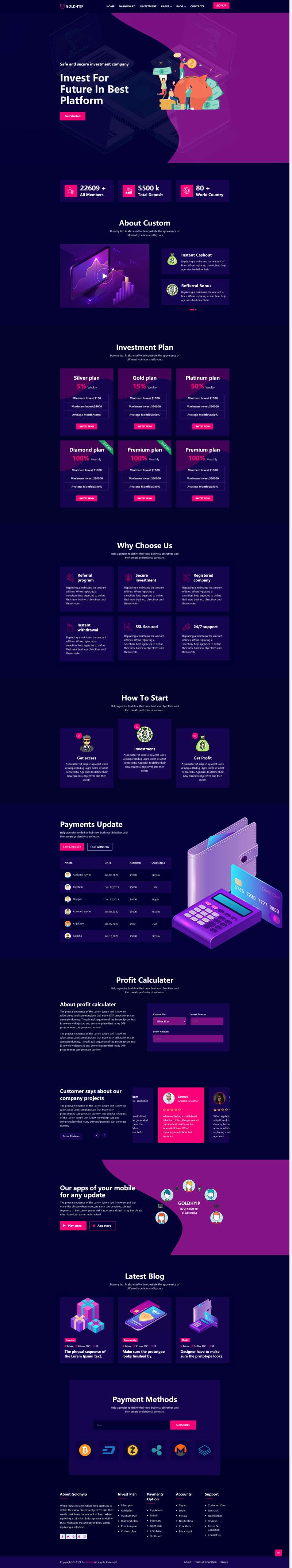 金融投资网站模板，紫色高端投资公司网站模板
