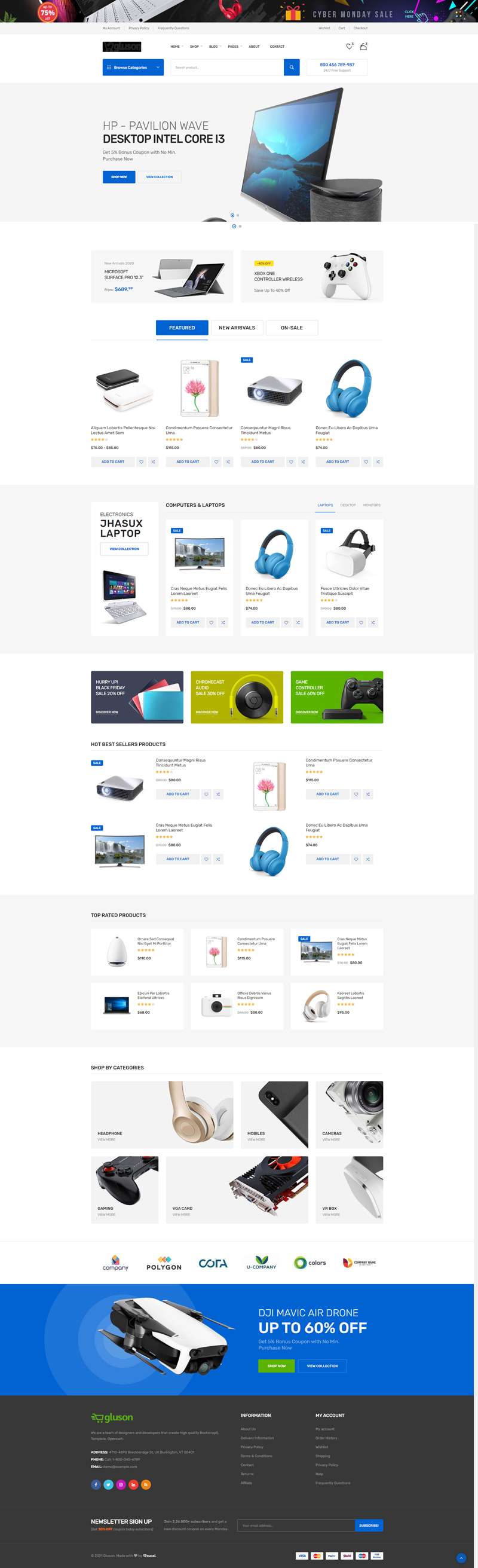 数码产品网页设计，高端大气的电子商城网站设计