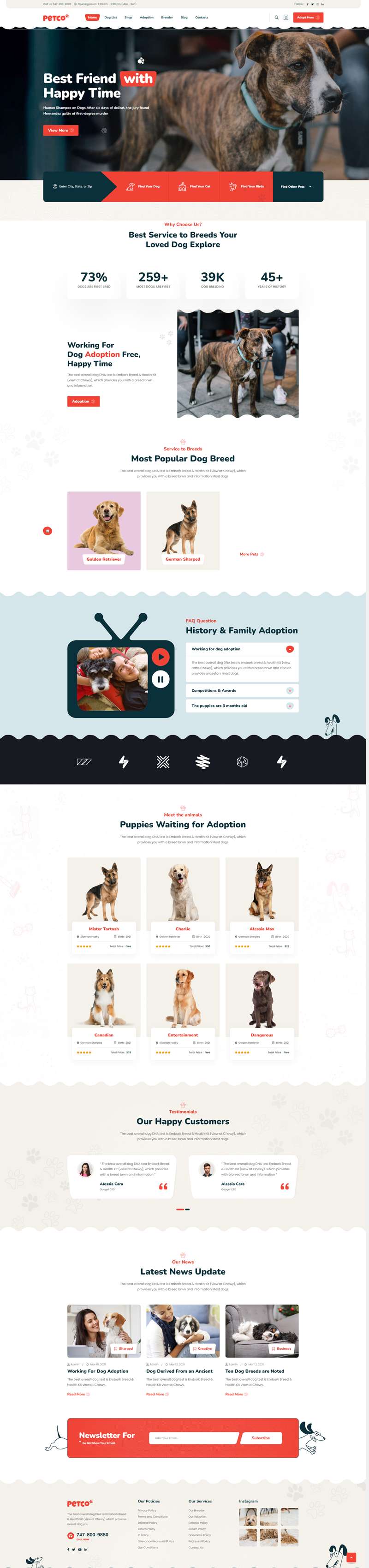 宠物网站页面设计代码，宠物店网页设计模板