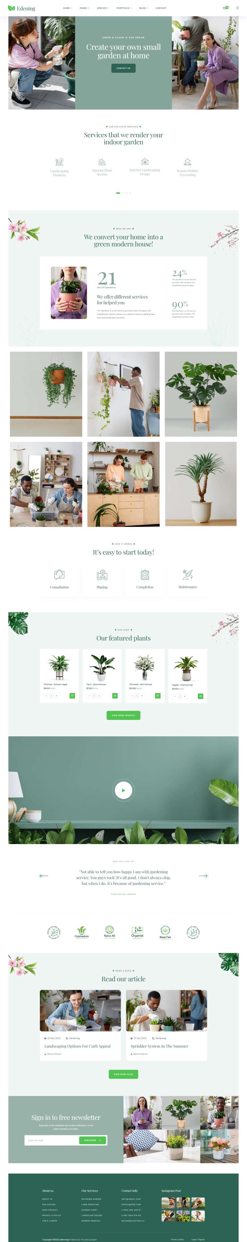 绿植网页设计，室内园艺网站模板设计
