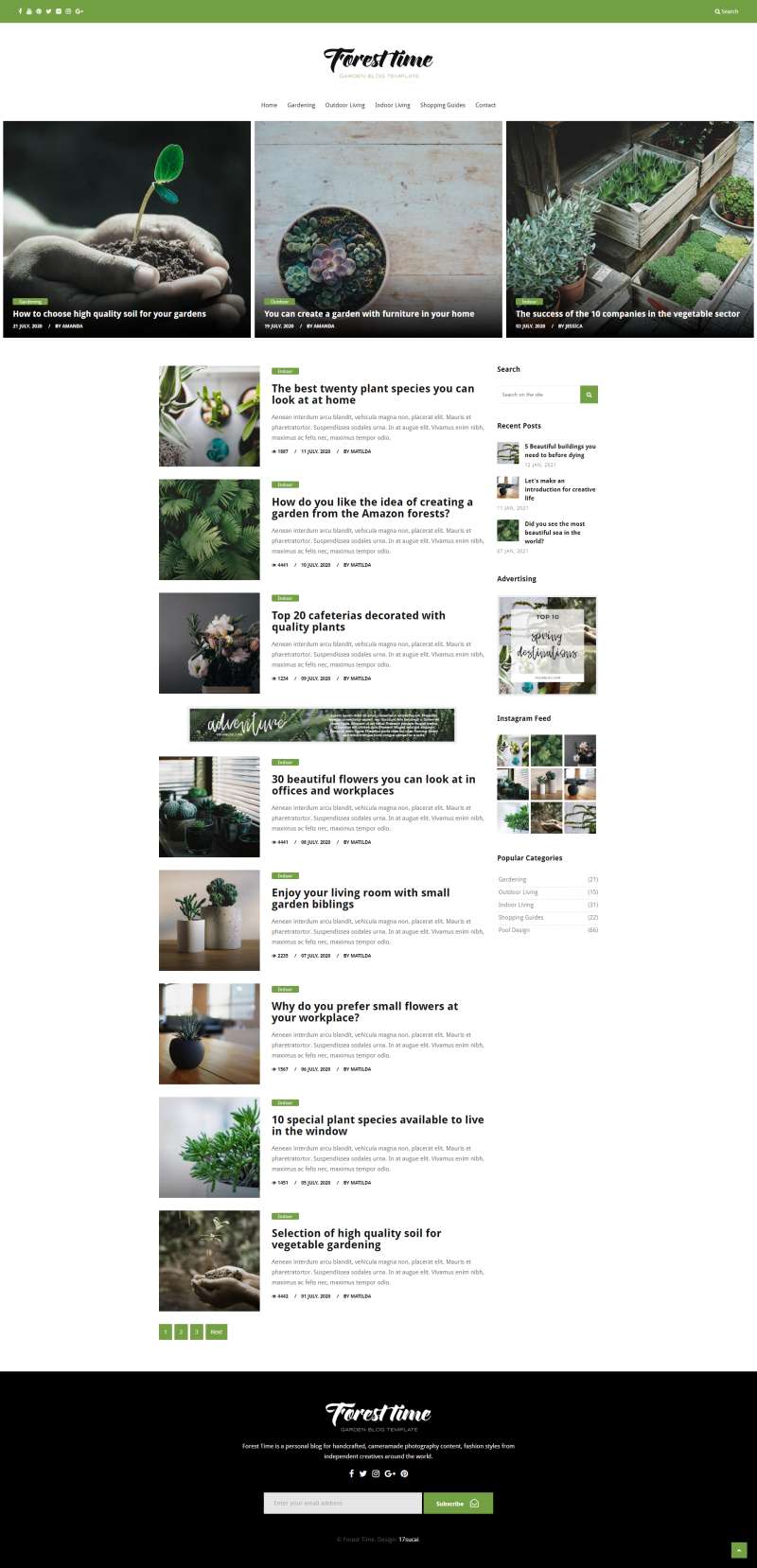 绿色植物网页设计，html博客模板代码